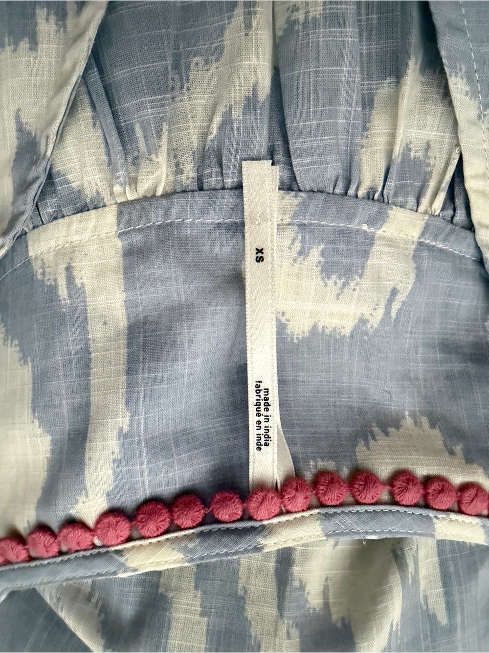 Anthropologie Light Blue & White Ikat V-Neck Blouse - Picture 7 of 7